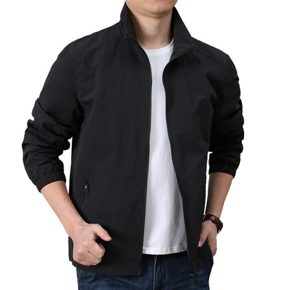 Men's Lightweight Wind Jacket with Stand Collar, Elastic Cuffs and Concealed Zipper Shop Velvia