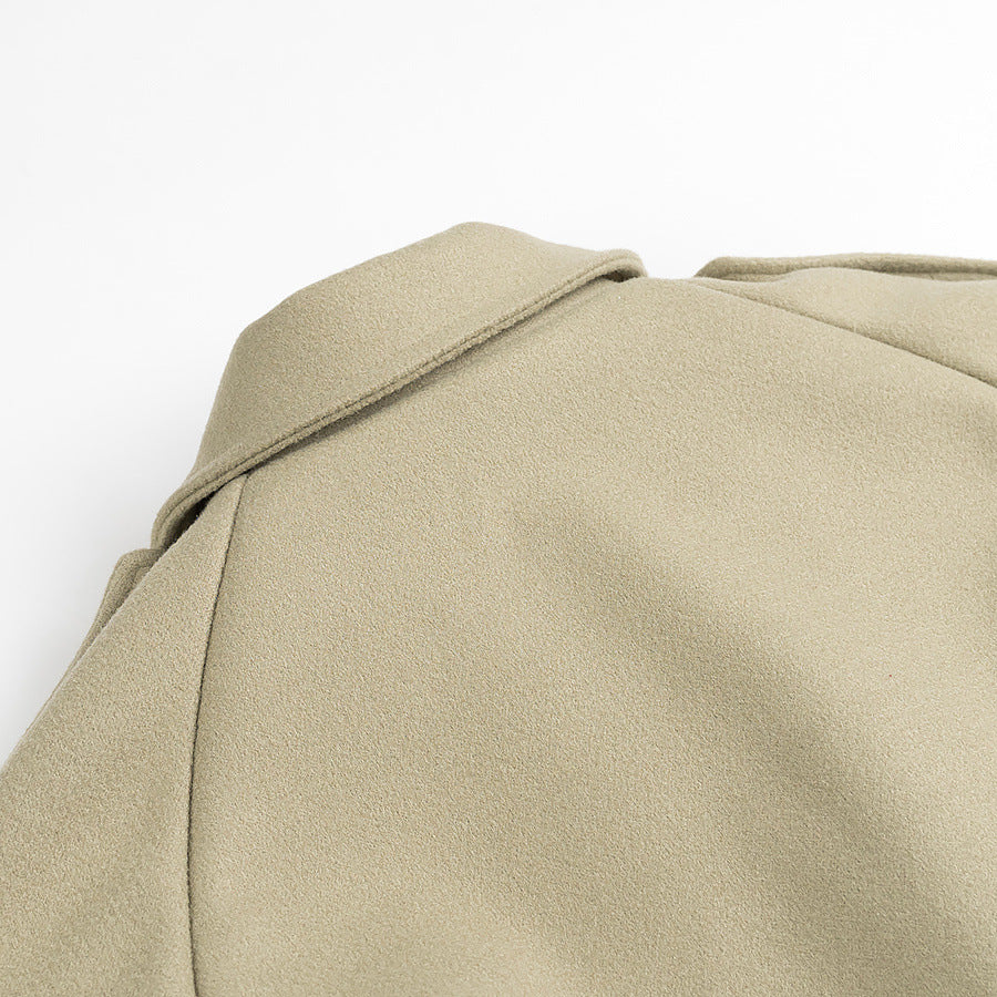 Women's maxi-length wool blend trench coat with belted tie, double-breasted button placket and shoulder epaulettes Shop Velvia