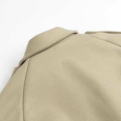 Women's maxi-length wool blend trench coat with belted tie, double-breasted button placket and shoulder epaulettes Shop Velvia