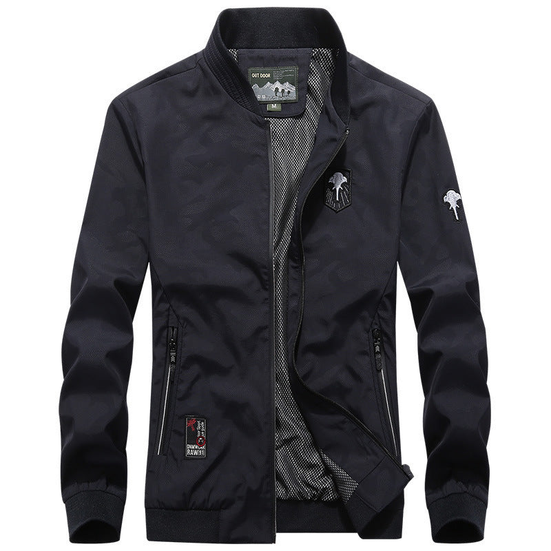Men's Lightweight Urban Windbreaker Jacket with Mesh Lining, Embroidered Patches and Zipper Pockets Shop Velvia