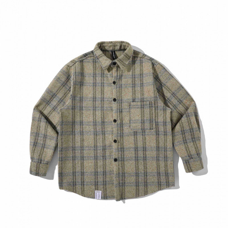 Unisex Boxy Overshirt made of wool blend with check pattern and chest pocket Shop Velvia