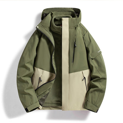 Men's Water-Repellent Softshell Fleece Layer Jacket with Hood and Windproof Front Flap Shop Velvia