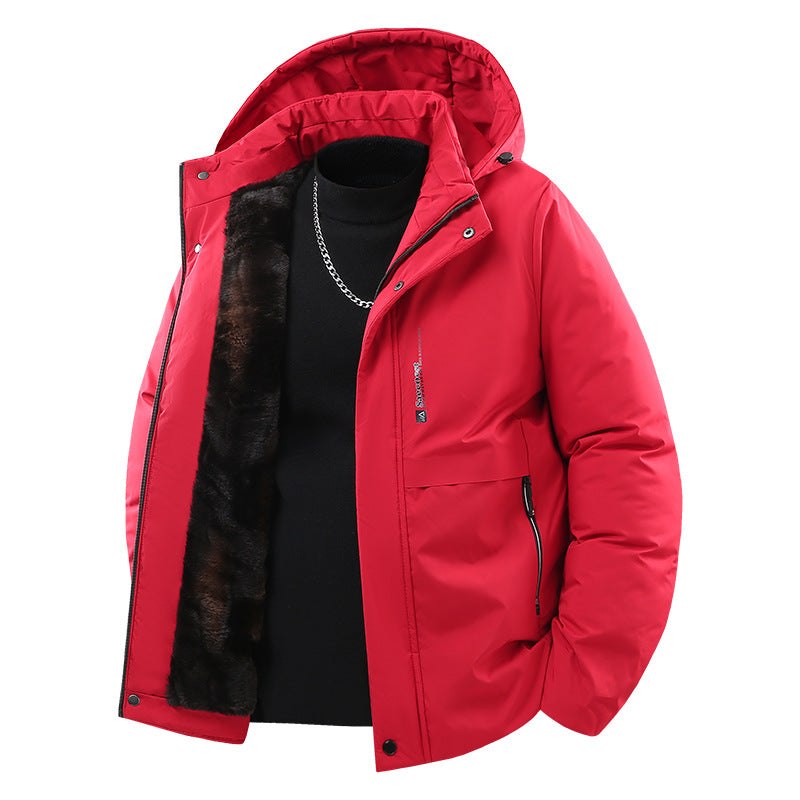 Men's Thermally Insulated Quilted Jacket with Faux Fur Lining and Hood Shop Velvia