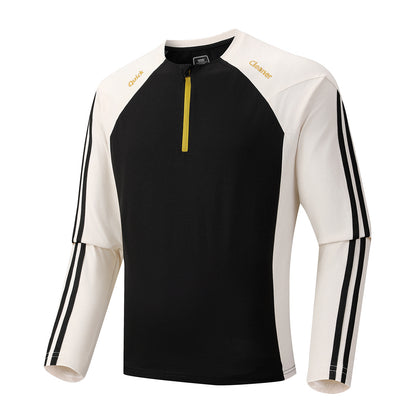 Men's Breathable Long Sleeve Training Shirt with Short Zipper and Raglan Sleeves Shop Velvia