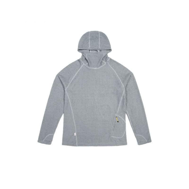 Unisex Textured Hoodie in Boxy Cut made of Waffle Knit with Raglan Sleeves and Patch Pocket Shop Velvia
