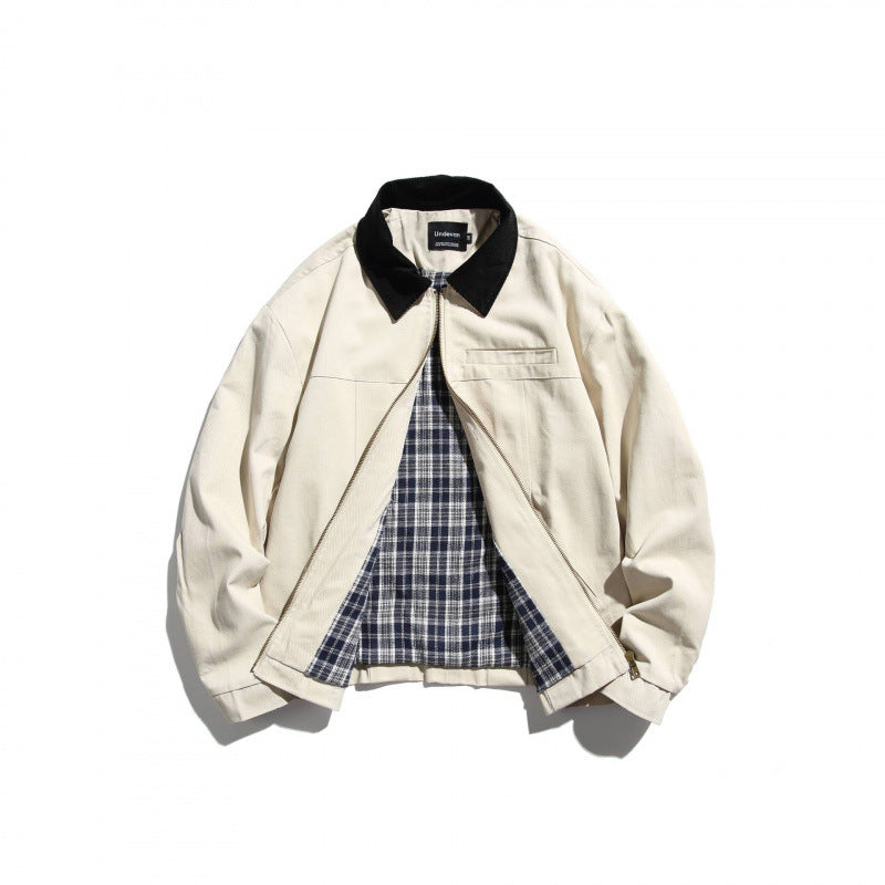 Unisex Short-cut Overshirt Jacket with Cord Collar, Chest Pocket and Precise Seam Details Shop Velvia