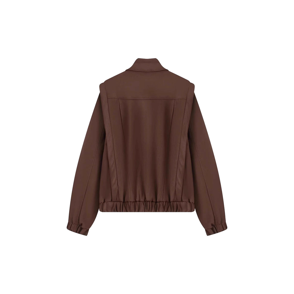 Women's short wool bomber jacket with asymmetrical zipper, stand-up collar, and elastic hem Shop Velvia