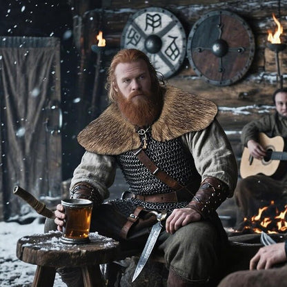 Men's shoulder cape in Viking/LARP style made of high-quality faux fur with a wide lapel collar Shop Velvia