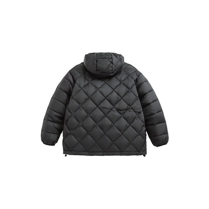 Unisex Boxy quilted jacket with hood, diamond quilting and two-way zipper Shop Velvia