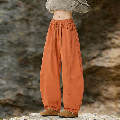 Women's Oversize Cargo Pants made of cotton blend with high elastic waistband and leg cuffs Shop Velvia
