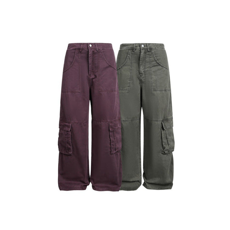 Women's Baggy Cargo Pants with High Waist, Large Flap Pockets and Reinforced Seam Panels Shop Velvia