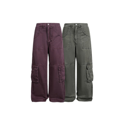 Women's Baggy Cargo Pants with High Waist, Large Flap Pockets and Reinforced Seam Panels Shop Velvia