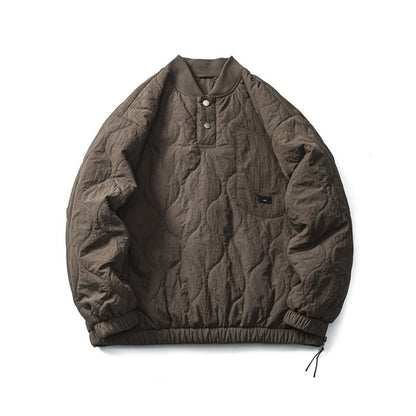 Unisex Padded Oversized Anorak Pullover with Half Snap Placket, Raglan Sleeves, and Drawstring Hem Shop Velvia