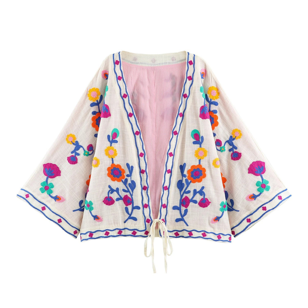 Women's embroidered kimono cardigan with floral embroidery Shop Velvia