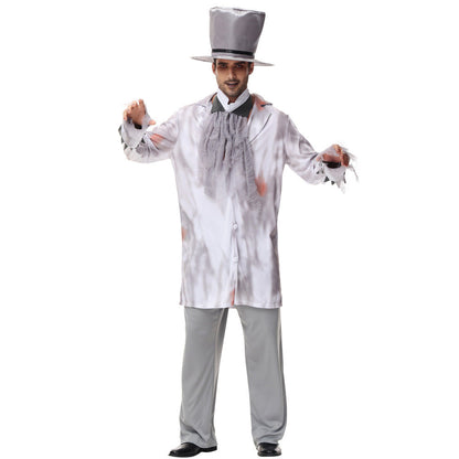 Men's Creepy Ghost Costume with Stylish Hat and Torn Details Shop Velvia