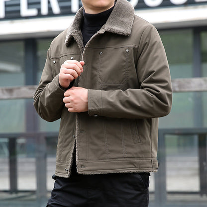 Men's short jacket with teddy lining and lapel collar, windproof transitional jacket Shop Velvia