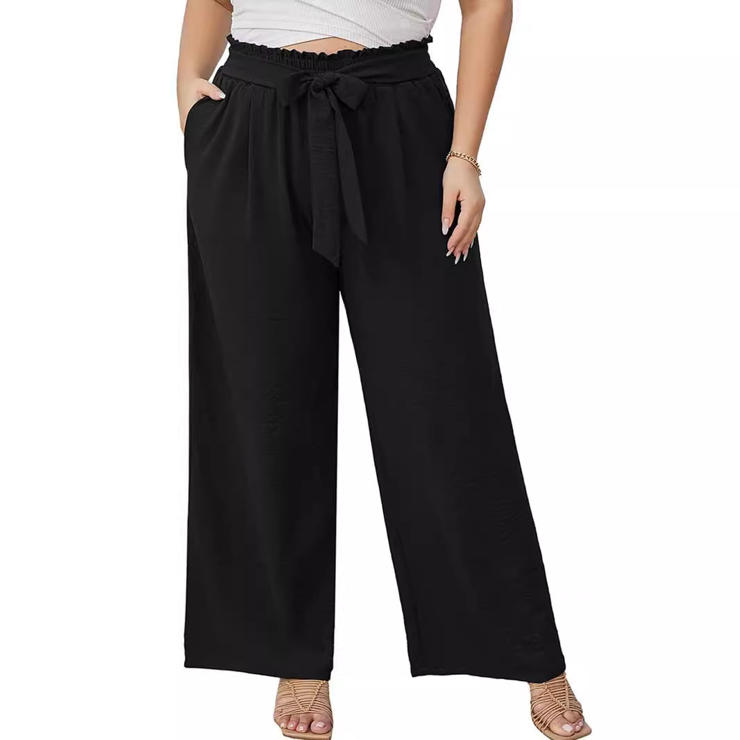 Women's Wide Culottes in Linen Look with Paperbag Waist, Tied Belt and Side Pockets Shop Velvia