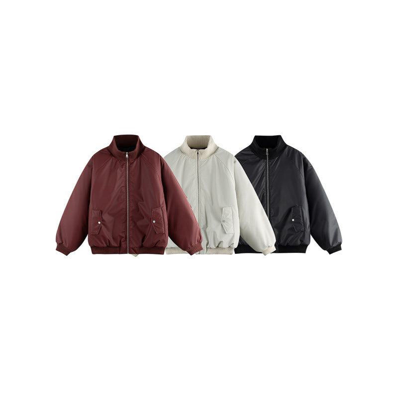 Unisex Boxy Transition Bomber Jacket with Stand Collar and Flap Pockets Shop Velvia