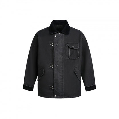 Men's utility jacket with toggle fastenings, cord collar, and multiple pockets Shop Velvia