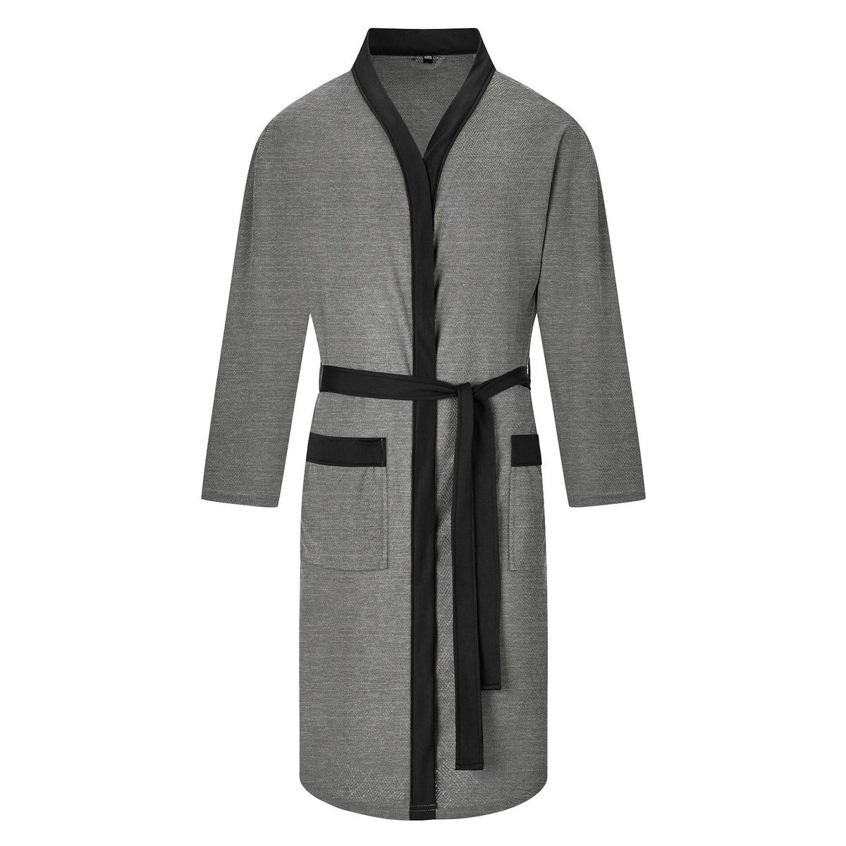 Men's lightweight cotton kimono bathrobe with waffle texture and patch pockets Shop Velvia