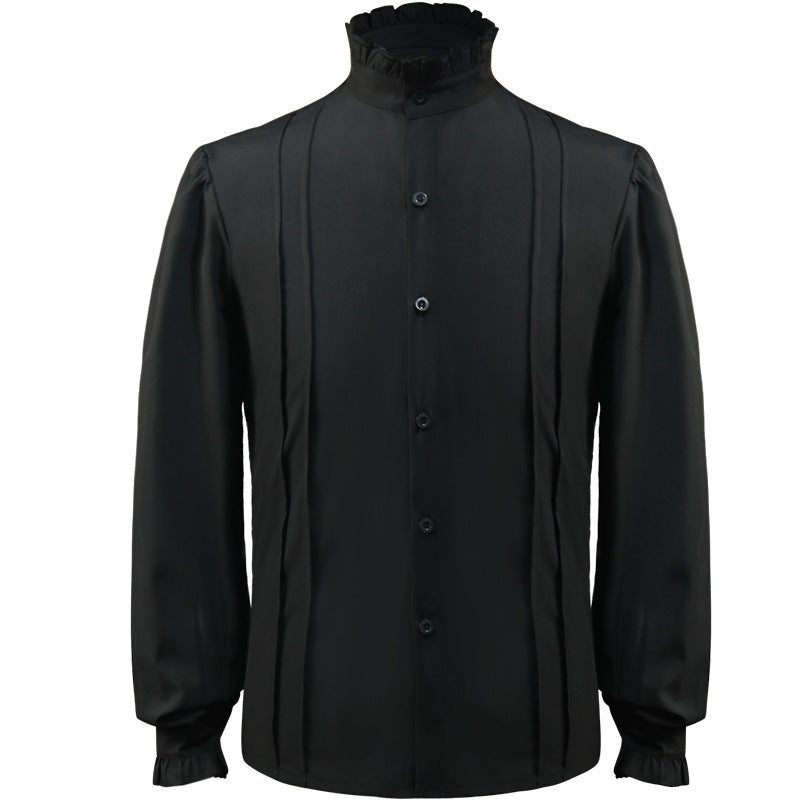 Men's casual short-sleeve shirt with laced V-neck, short stand-up collar, and soft cotton blend Shop Velvia