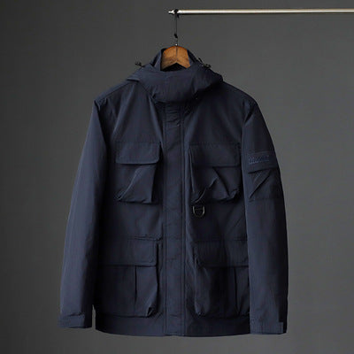 Men's urban field jacket with multiple pockets, wind-resistant surface and concealed hood Shop Velvia