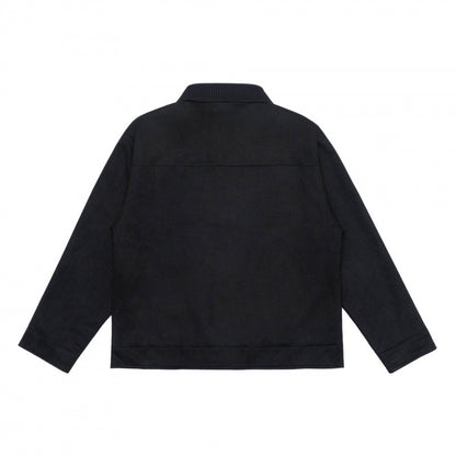 Unisex Boxy Transitional Jacket with Velvet Texture, Shirt Collar and Diagonal Insert Pockets Shop Velvia