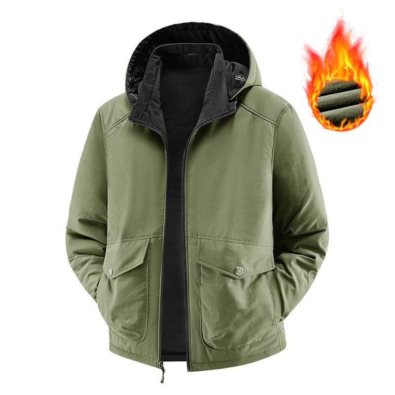 Men's thermo field jacket with fleece lining, hood and front pockets Shop Velvia