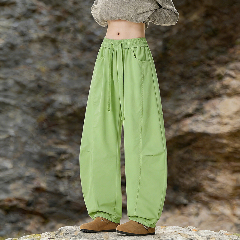 Women's Oversize Cargo Pants made of cotton blend with high elastic waistband and leg cuffs Shop Velvia