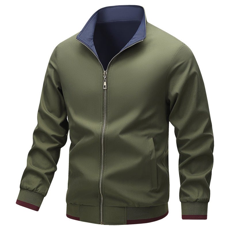 Men's Lightweight Harrington Jacket with Stand-Up Collar, Zip Closure and Contrast Cuffs Shop Velvia