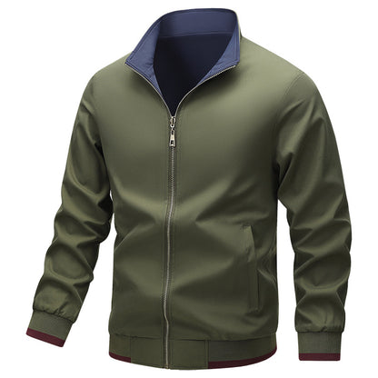 Men's Lightweight Harrington Jacket with Stand-Up Collar, Zip Closure and Contrast Cuffs Shop Velvia