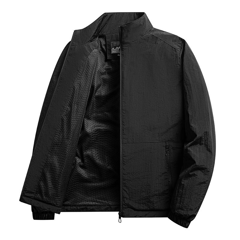 Men's lightweight windproof fleece jacket with stand-up collar and zip pockets Shop Velvia