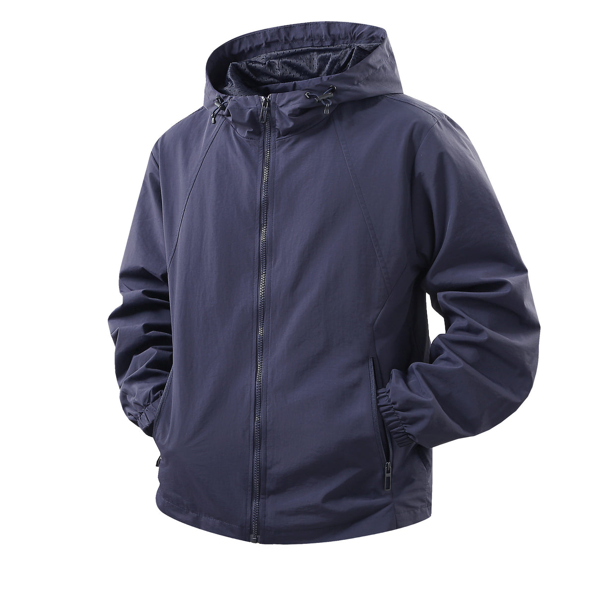 Men's Lightweight Breathable Hooded Windbreaker with Mesh Lining and Zipper Pockets Shop Velvia