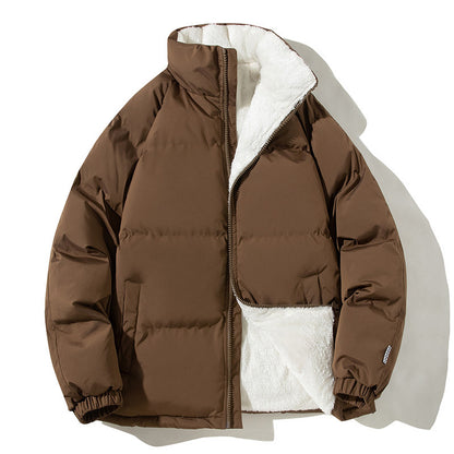 Women's Oversized Puffer Jacket with Teddy Lining, Stand Collar and Patch Pockets Shop Velvia