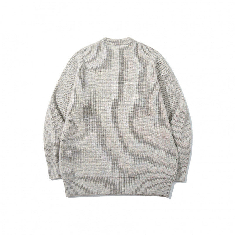 Unisex Oversize Chunky Knit Henley Sweater with Melange Structure and Ribbed Finishes Shop Velvia