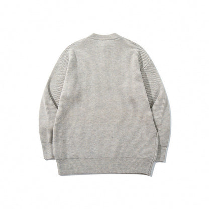 Unisex Oversize Chunky Knit Henley Sweater with Melange Structure and Ribbed Finishes Shop Velvia