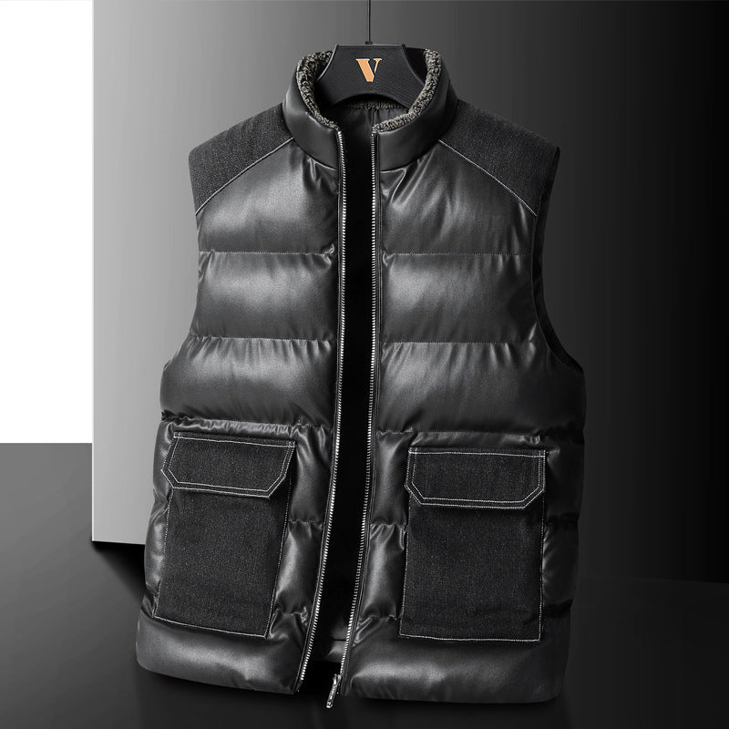 Men's padded quilted vest with cargo pockets and high collar Shop Velvia