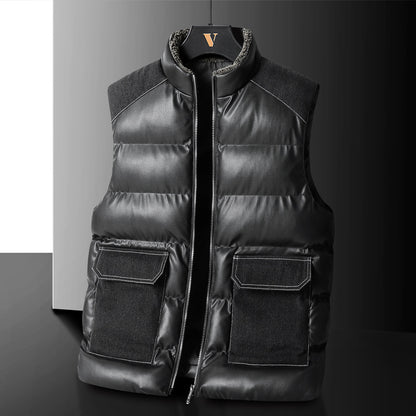 Men's padded quilted vest with cargo pockets and high collar Shop Velvia