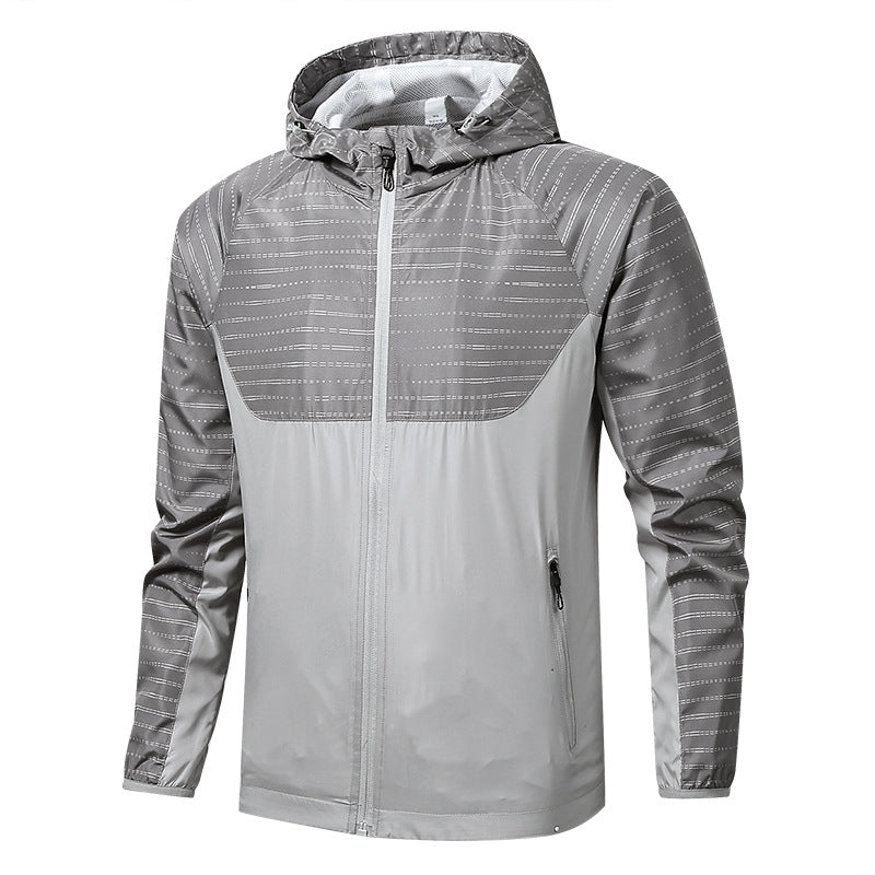 Men's Lightweight Reflective Hooded Windbreaker with Mesh Lining and Zipper Pockets Shop Velvia