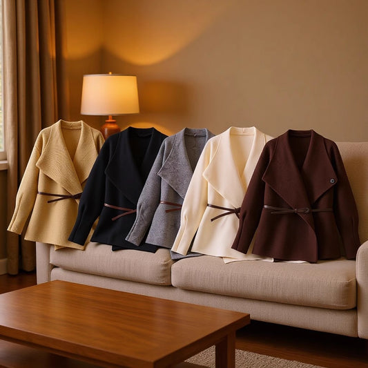 Women’s Wrap Coat with Oversized Shawl Collar and Waist Belt Shop Velvia