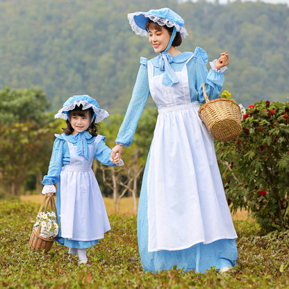 Women's Vintage Farmer Dress with Romantic Ruffles and Matching Hat Shop Velvia