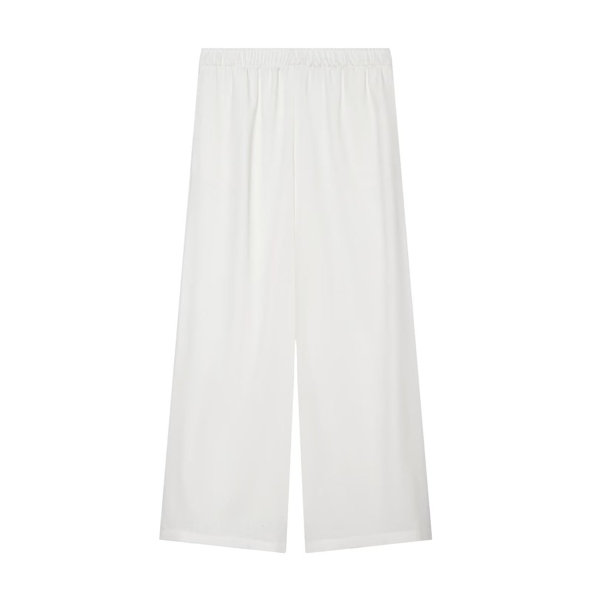 Women's Wide Palazzo Trousers with Elastic Waistband and Flowing Linen Mix Shop Velvia