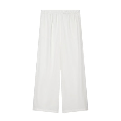 Women's Wide Palazzo Trousers with Elastic Waistband and Flowing Linen Mix Shop Velvia