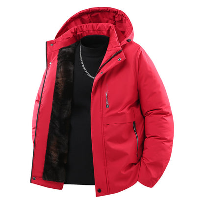 Men's Thermally Insulated Quilted Jacket with Faux Fur Lining and Hood Shop Velvia