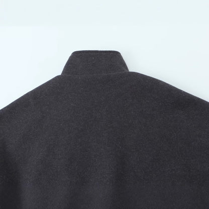 Women's short-cut wool blouson jacket with stand-up collar, snap button placket, and elastic hem Shop Velvia