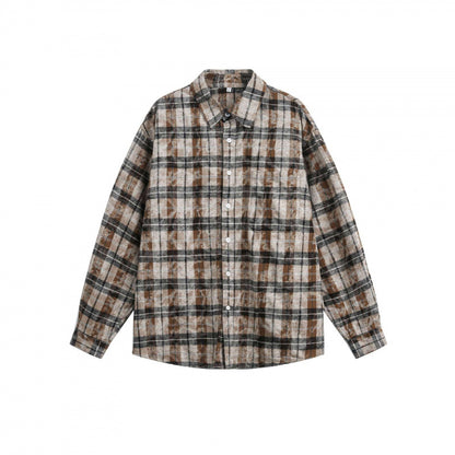 Unisex Loose Checked Shirt Jacket in Overshirt Style made of brushed Flannel Shop Velvia