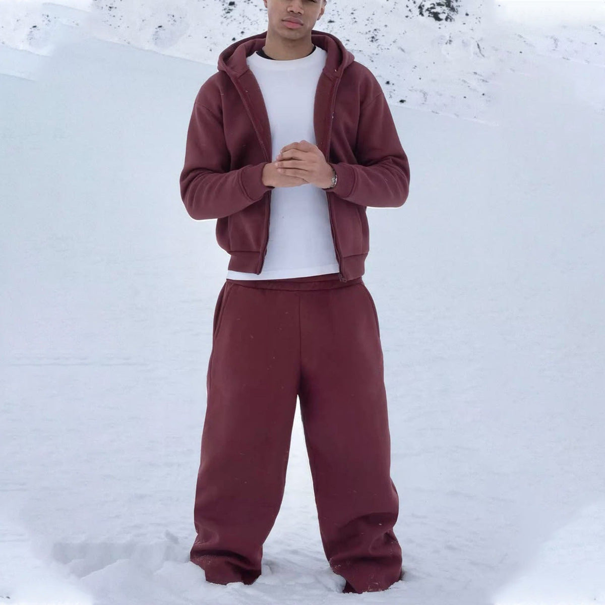 Men's Oversize Zip Hoodie and Relaxed Sweatpants Set Shop Velvia
