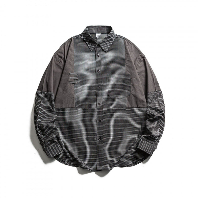 Men's Patchwork Overshirt in Check Mix with Contrast Panels Shop Velvia