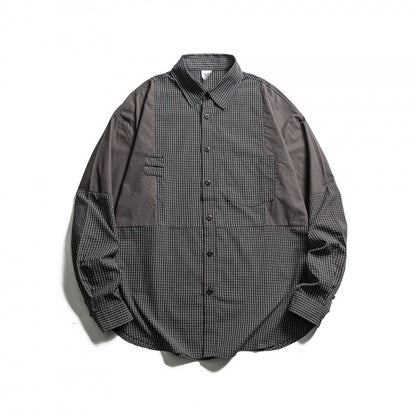 Men's Patchwork Overshirt in Check Mix with Contrast Panels Shop Velvia