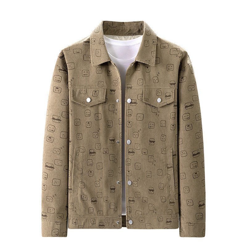 Men's cord jacket made of fine corduroy with allover print, snap button placket and flap pockets Shop Velvia